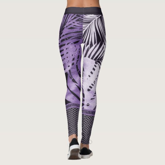 Leggings Feuille violet tropical parties scintillant & cita (Dos)