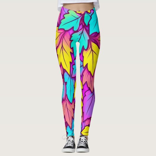 Leggings Feuille vive colorée, Nature (Devant)