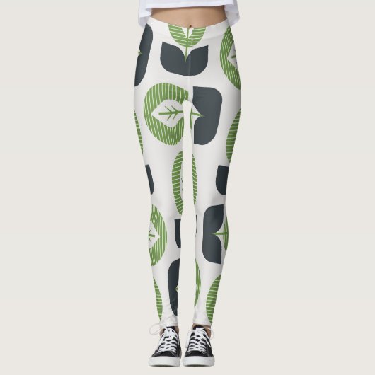 Leggings Feuilles Abstraits rétro : Style Vintage sans fail (Devant)