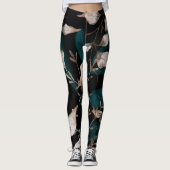 Leggings Feuilles botaniques modernes foncés (Devant)