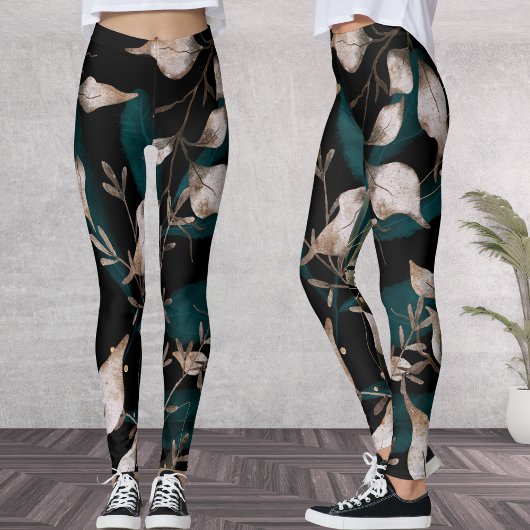 Leggings Feuilles botaniques modernes foncés