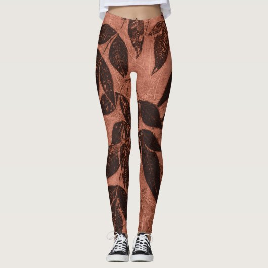 Leggings Feuilles Brown en rouille (Devant)