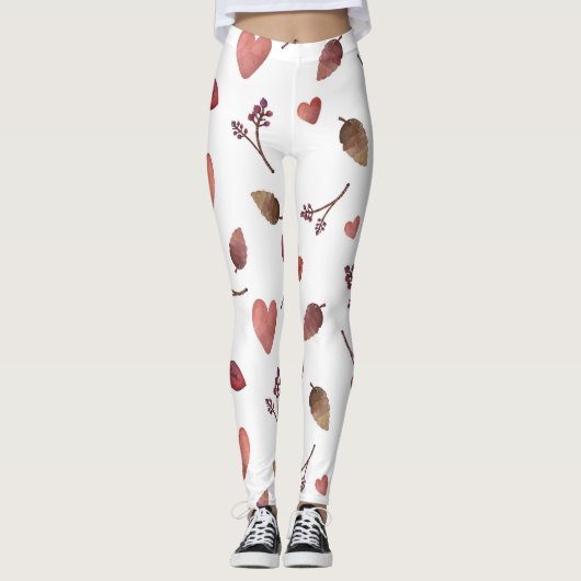Leggings Feuilles, Coeurs, Brindilles (Devant)