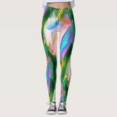 Leggings feuilles colorés Abstraits avec style psychédéliqu (Devant)