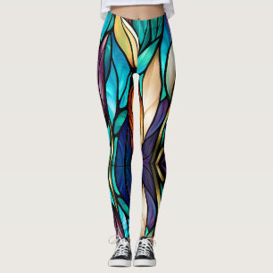 Leggings Feuilles colorés en vitrail