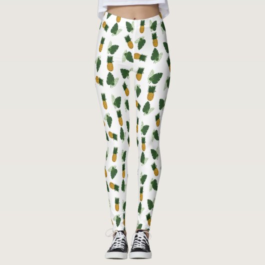 Leggings Feuilles D'Ananas Et De Palmiers (Devant)