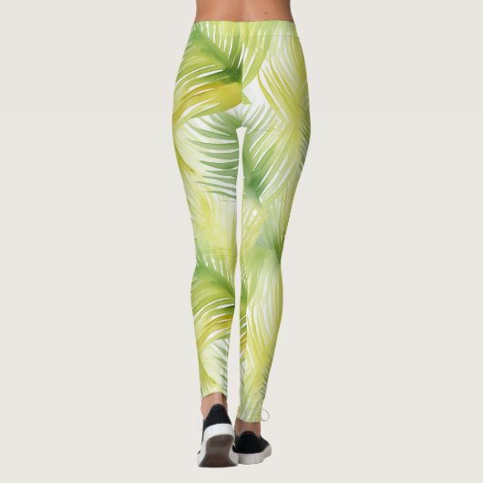 Leggings Feuilles d'aquarelle tropicale (Dos)