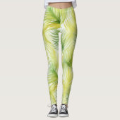 Leggings Feuilles d'aquarelle tropicale (Devant)