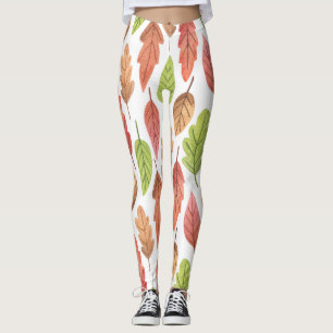 Leggings Feuilles d'automne Aquarelle : Motif de la nature.