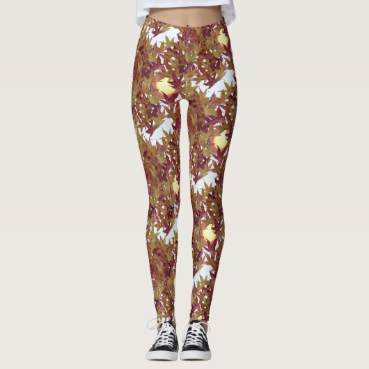 Leggings Feuilles d'automne avec pattes de soleil (Devant)