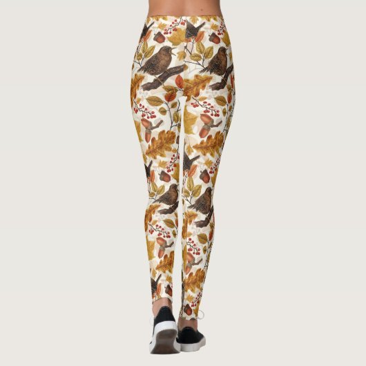 Leggings Feuilles d'automne, baies, champignons et fleurs (Dos)