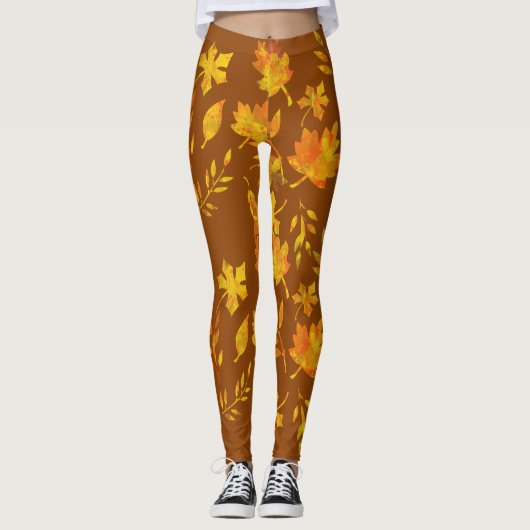 Leggings Feuilles d'automne brillantes (Devant)
