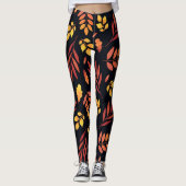 Leggings Feuilles d'automne colorées Motif d'aquarelle (Devant)