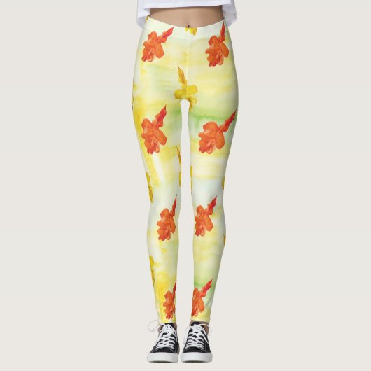 Leggings feuilles d'automne de l'aquarelle (Devant)