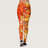 Leggings Feuilles d'automne en chute, orange avec pattes no (Dos)