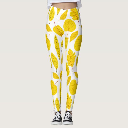 Leggings Feuilles d'automne en jaune (Devant)