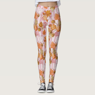 Leggings Feuilles d'automne rose et Motif d'Acorns - automn
