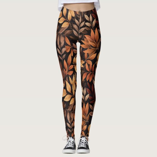Leggings Feuilles d'automne rustiques (Devant)
