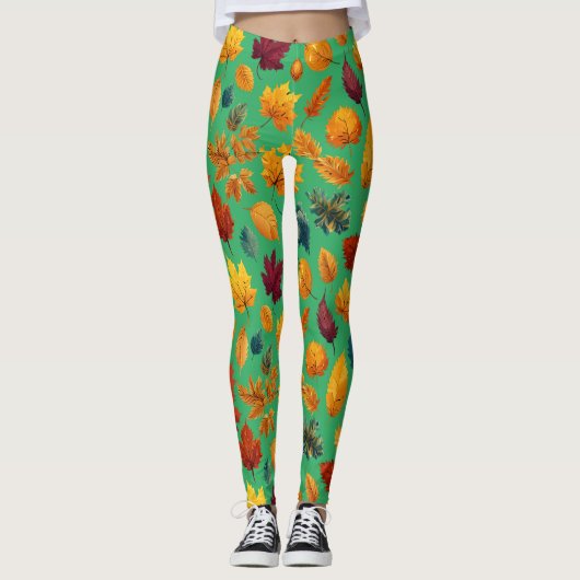 Leggings Feuilles d'automne vibrantes (Devant)