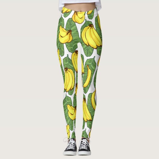 Leggings Feuilles de bananes : Motif de fruits tropicaux (Devant)