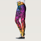 Leggings Feuilles de coucher de soleil ombre et pattes vibr (Gauche)