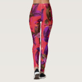 Leggings Feuilles de couleur citron vert et fleurs (Dos)