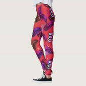 Leggings Feuilles de couleur citron vert et fleurs (Gauche)