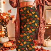 Leggings Feuilles de Érable d'Automne Tombent Vert