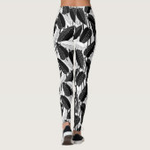 Leggings Feuilles de ficus noir moderne abstrait rayé p (Dos)