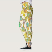 Leggings Feuilles de Gingko : Art Abstrait floral (Gauche)