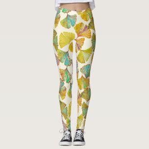 Leggings Feuilles de Gingko : Art Abstrait floral