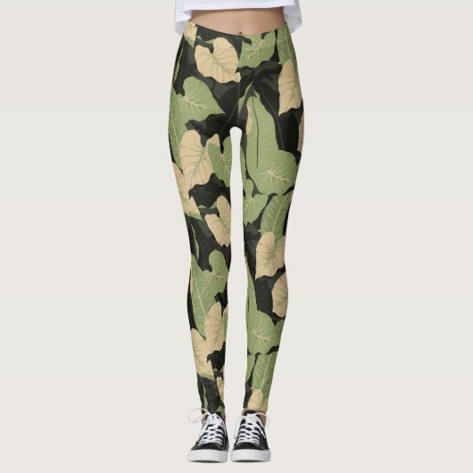Leggings Feuilles de jungle tropicale (Devant)