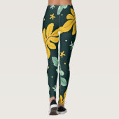 Leggings Feuilles de jungle tropicale dans vert et jaune vi (Dos)