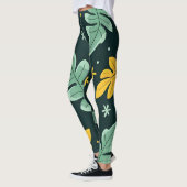 Leggings Feuilles de jungle tropicale dans vert et jaune vi (Gauche)