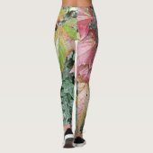 Leggings Feuilles de lierre vert rouge automne saison (Dos)