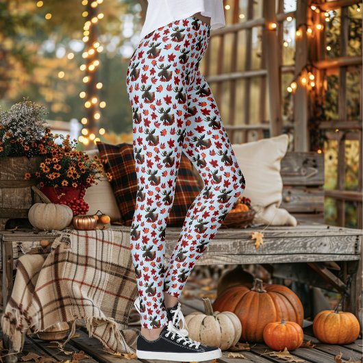 Leggings Feuilles de Maple Rouge d'Orignal