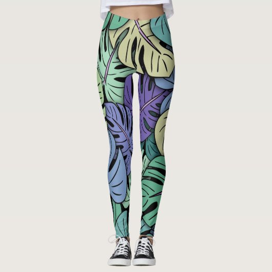 Leggings Feuilles de Monstera #6 (Devant)