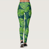 Leggings Feuilles de Monstera, motif d'aquarelle tropicale (Dos)