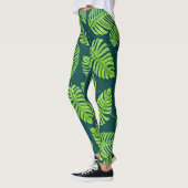 Leggings Feuilles de Monstera, motif d'aquarelle tropicale (Gauche)