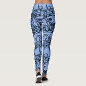 Leggings Feuilles de musique fleurit Denim-Look bleu sur bl (Dos)