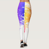 Leggings Feuilles de palmier rose violet blanc (Dos)