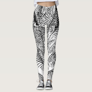 Leggings Feuilles de palmier Vintage rétro Motif Abstrait