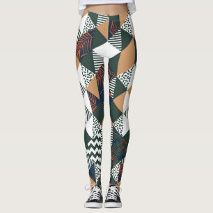Leggings Feuilles de palmiers géométriques, motif à la mode