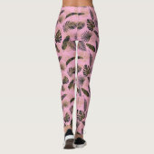 Leggings Feuilles de palmiers tropicaux roses (Dos)