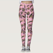 Leggings Feuilles de palmiers tropicaux roses (Devant)