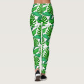 Leggings Feuilles de palmiers verts et blancs motif, jungle (Dos)