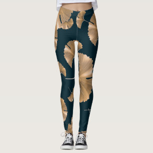 Leggings Feuilles de paume de ginko tropical, motif hawaïen