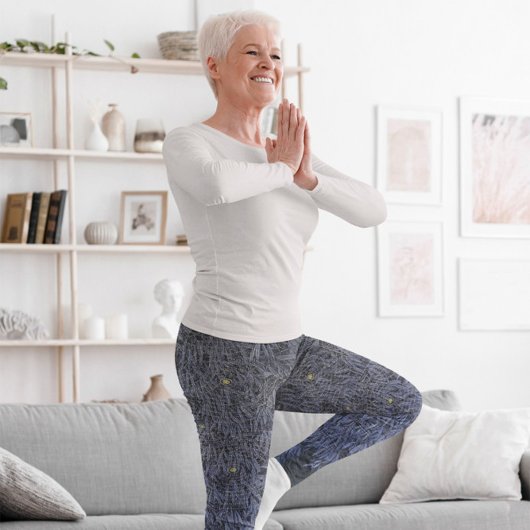 Leggings Feuilles de teinte bleue complexe - Exercice de Yo