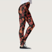 Leggings Feuilles d'érable rouges d'automne sur fond noir (Droite)