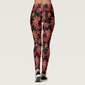 Leggings Feuilles d'érable rouges d'automne sur fond noir (Dos)